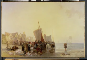 Un mercato del pesce vicino a Boulogne, c.1824